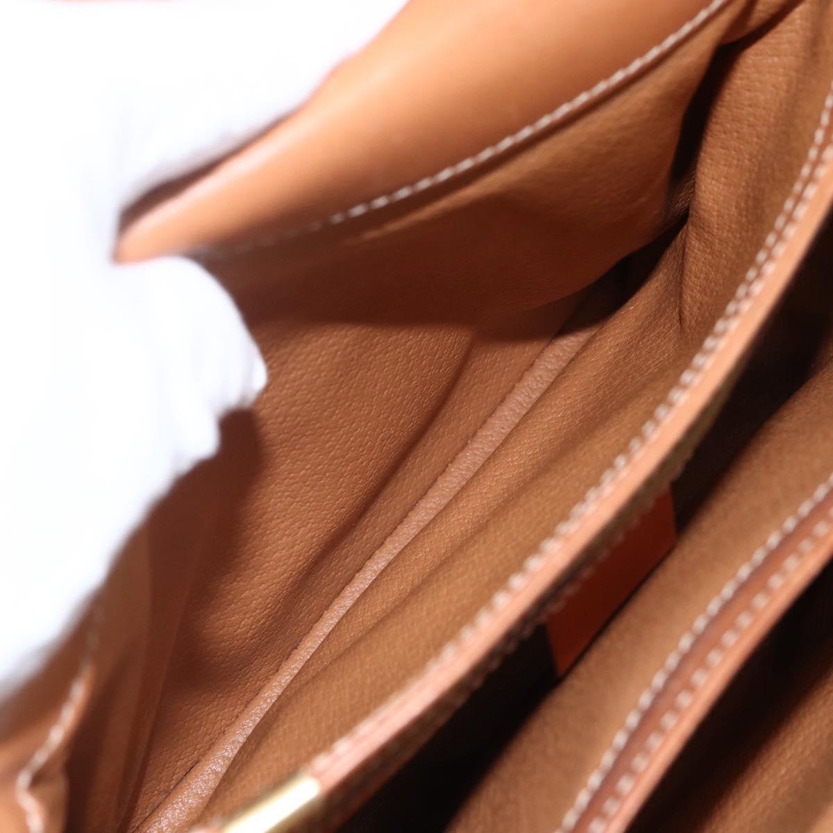 CELINE Macadam Canvas Shoulder Bag PVC Leather Brown Gold Auth LNZ062