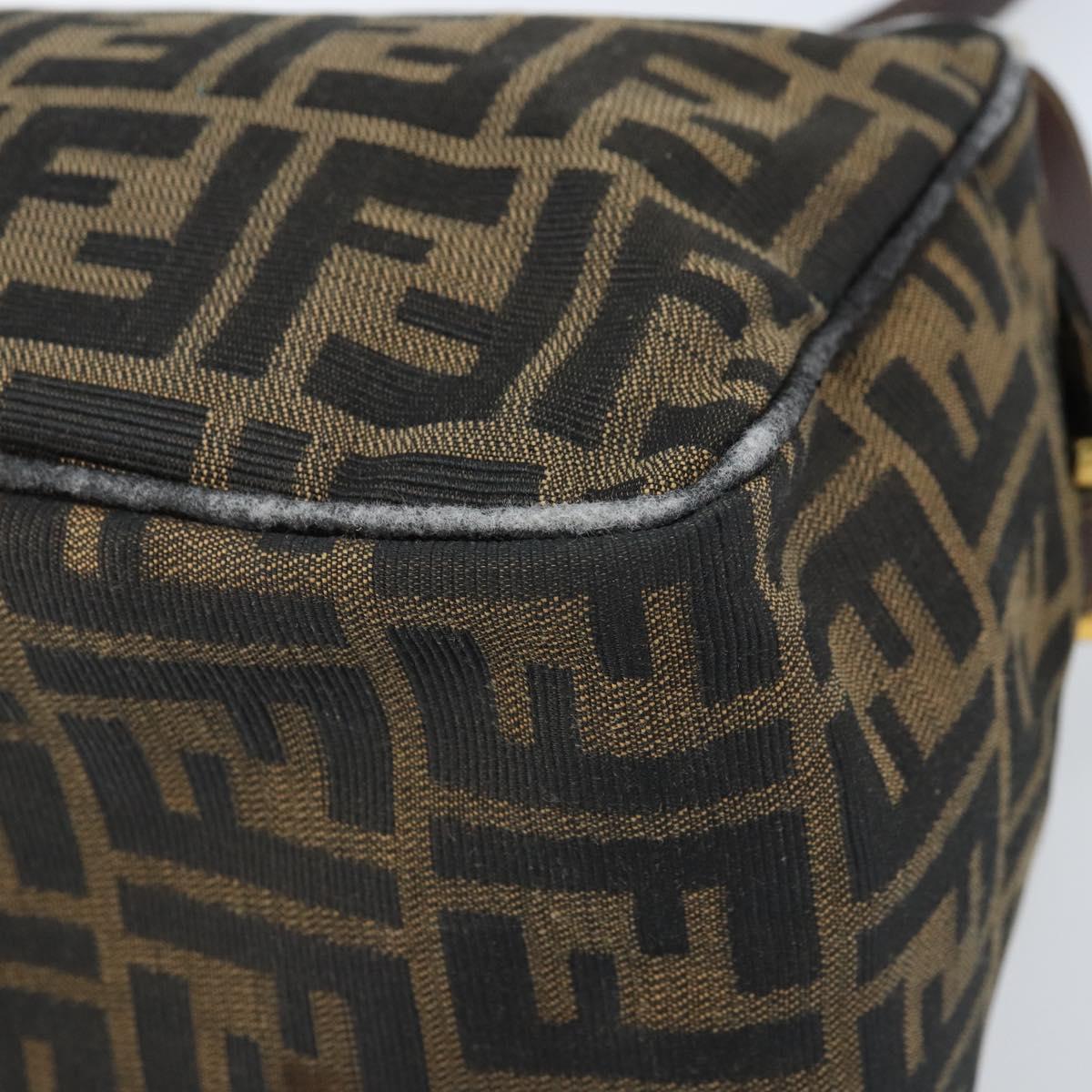 FENDI Zucca Canvas Shoulder Bag Brown Black Auth LNZ068