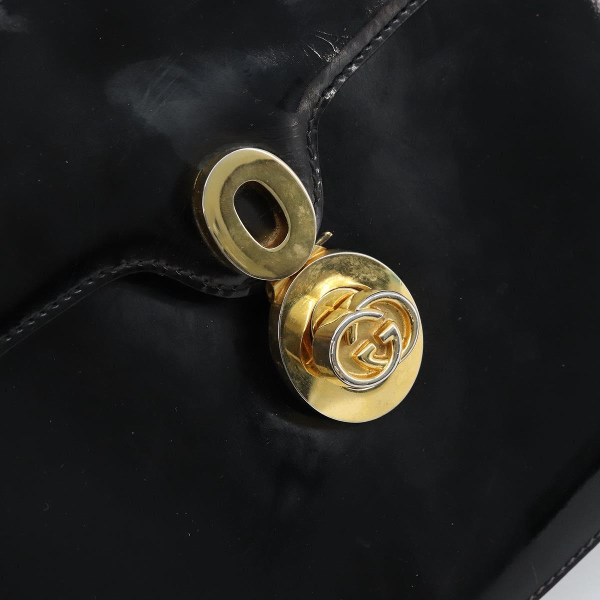 GUCCI Shoulder Bag Patent leather Black Gold Auth LNZ071