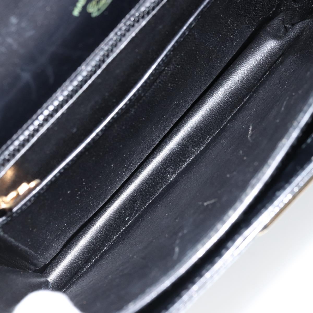 GUCCI Shoulder Bag Patent leather Black Gold Auth LNZ071