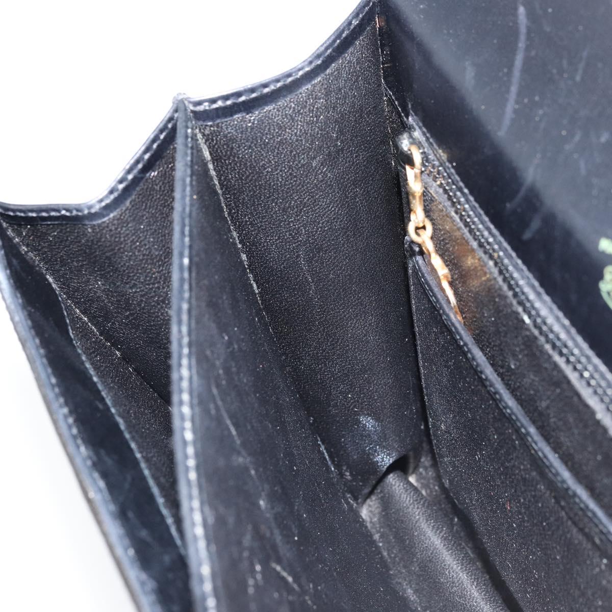 GUCCI Shoulder Bag Patent leather Black Gold Auth LNZ071