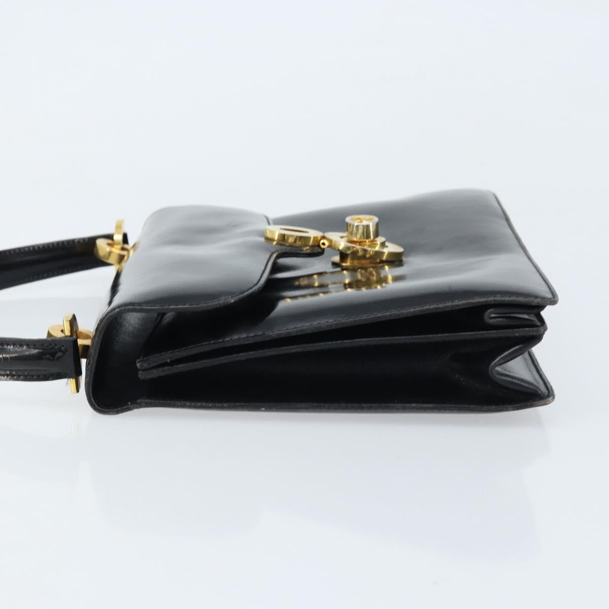 GUCCI Shoulder Bag Patent leather Black Gold Auth LNZ071