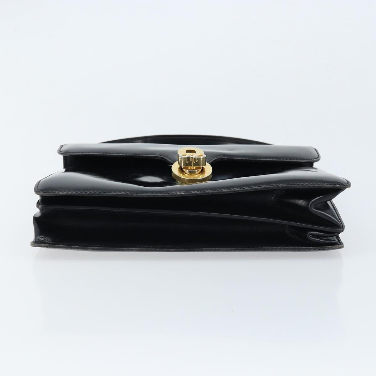 GUCCI Shoulder Bag Patent leather Black Gold Auth LNZ071