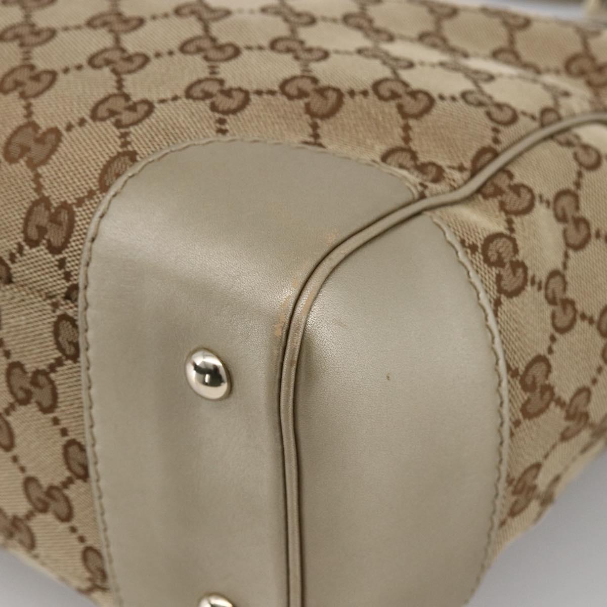 GUCCI GG Canvas Pretty Tote Bag Beige Gold 257061 Auth LNZ074A