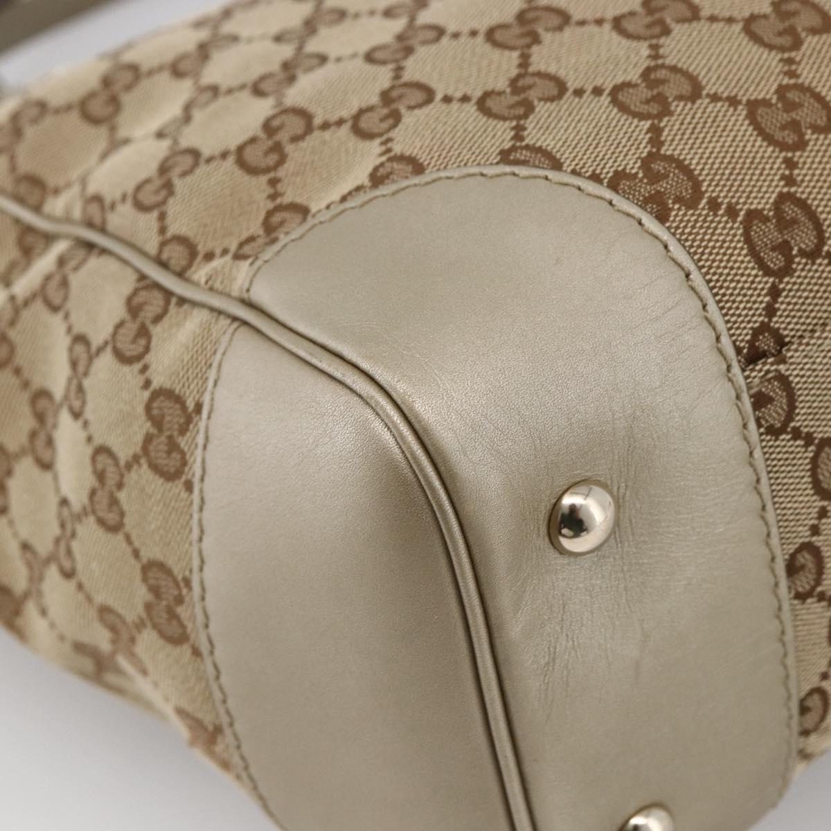 GUCCI GG Canvas Pretty Tote Bag Beige Gold 257061 Auth LNZ074A