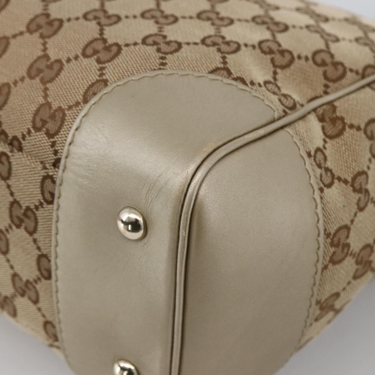 GUCCI GG Canvas Pretty Tote Bag Beige Gold 257061 Auth LNZ074A