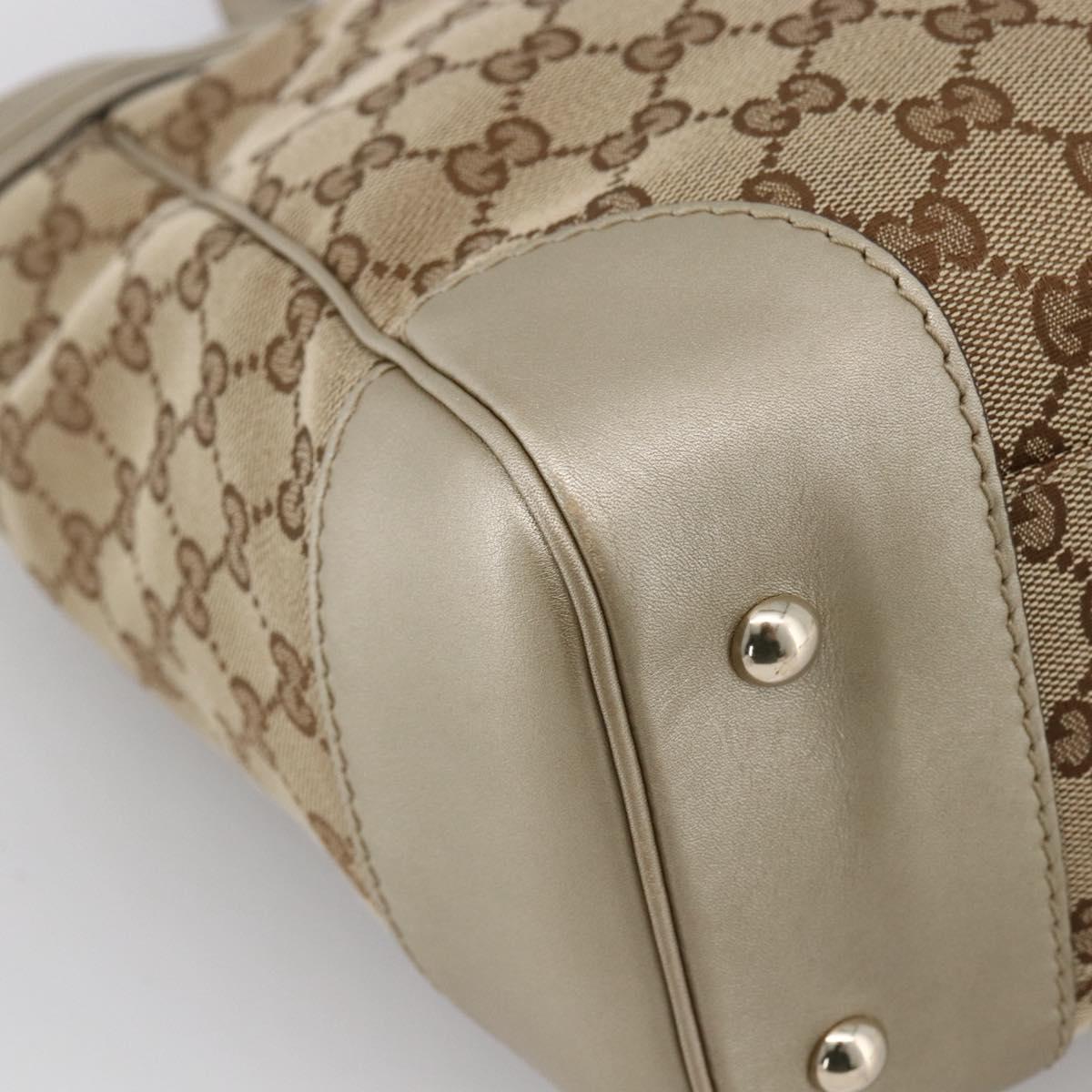 GUCCI GG Canvas Pretty Tote Bag Beige Gold 257061 Auth LNZ074A
