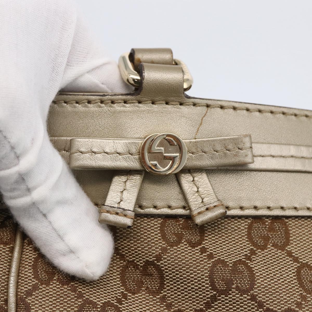 GUCCI GG Canvas Pretty Tote Bag Beige Gold 257061 Auth LNZ074A