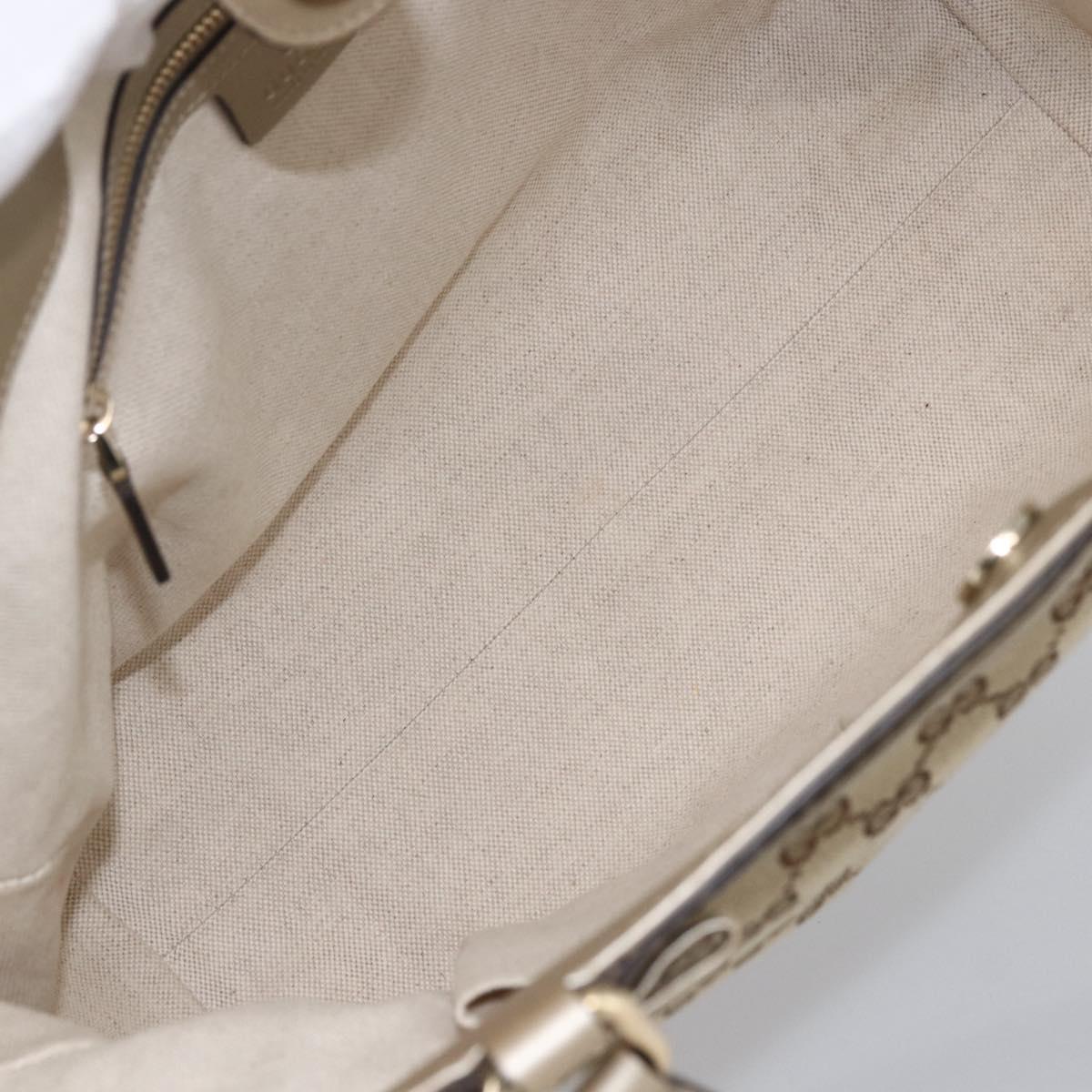 GUCCI GG Canvas Pretty Tote Bag Beige Gold 257061 Auth LNZ074A