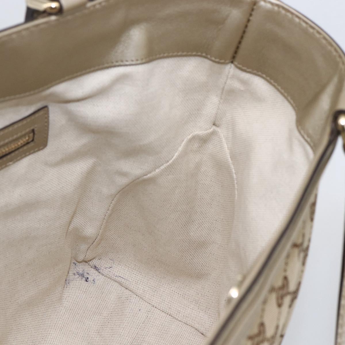 GUCCI GG Canvas Pretty Tote Bag Beige Gold 257061 Auth LNZ074A