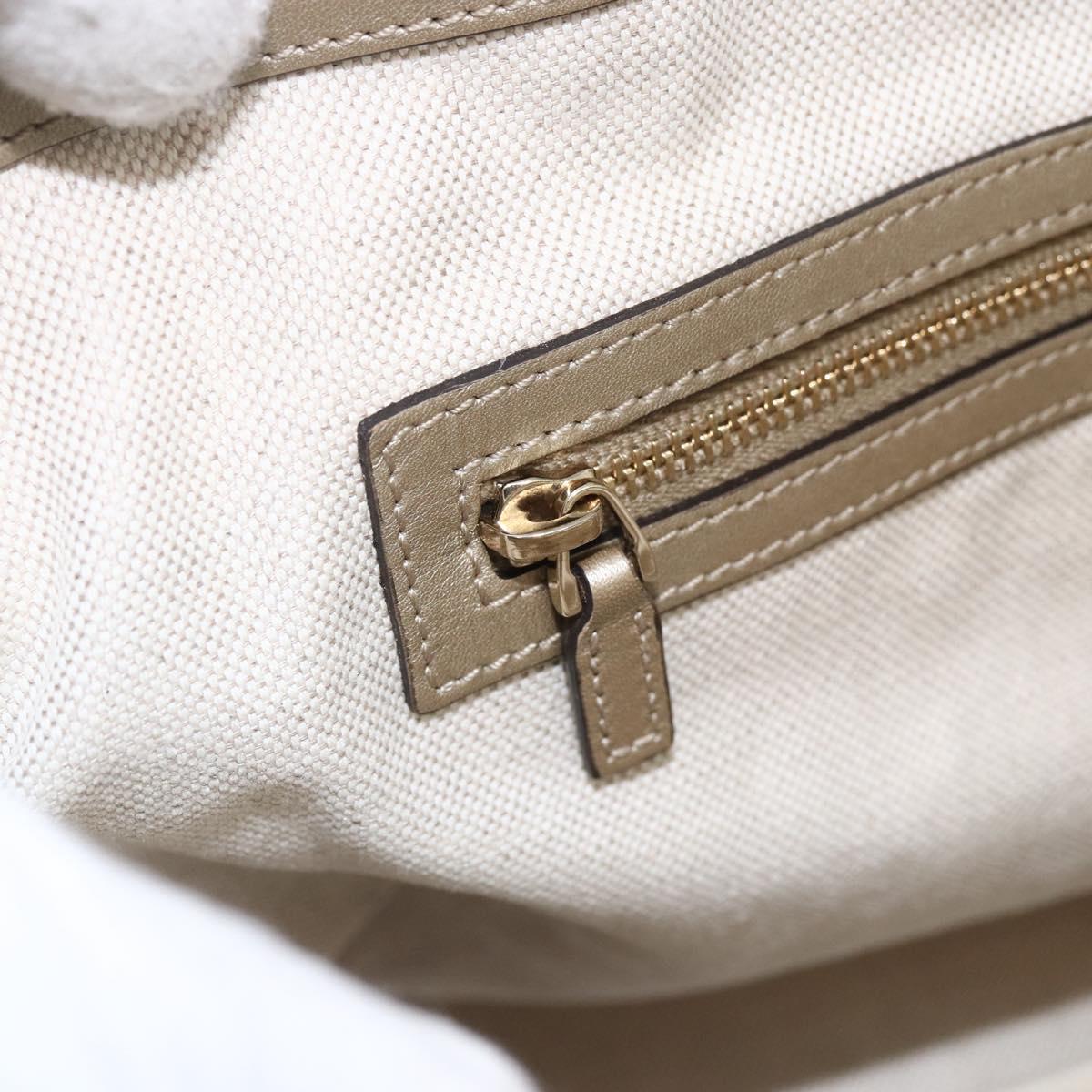GUCCI GG Canvas Pretty Tote Bag Beige Gold 257061 Auth LNZ074A