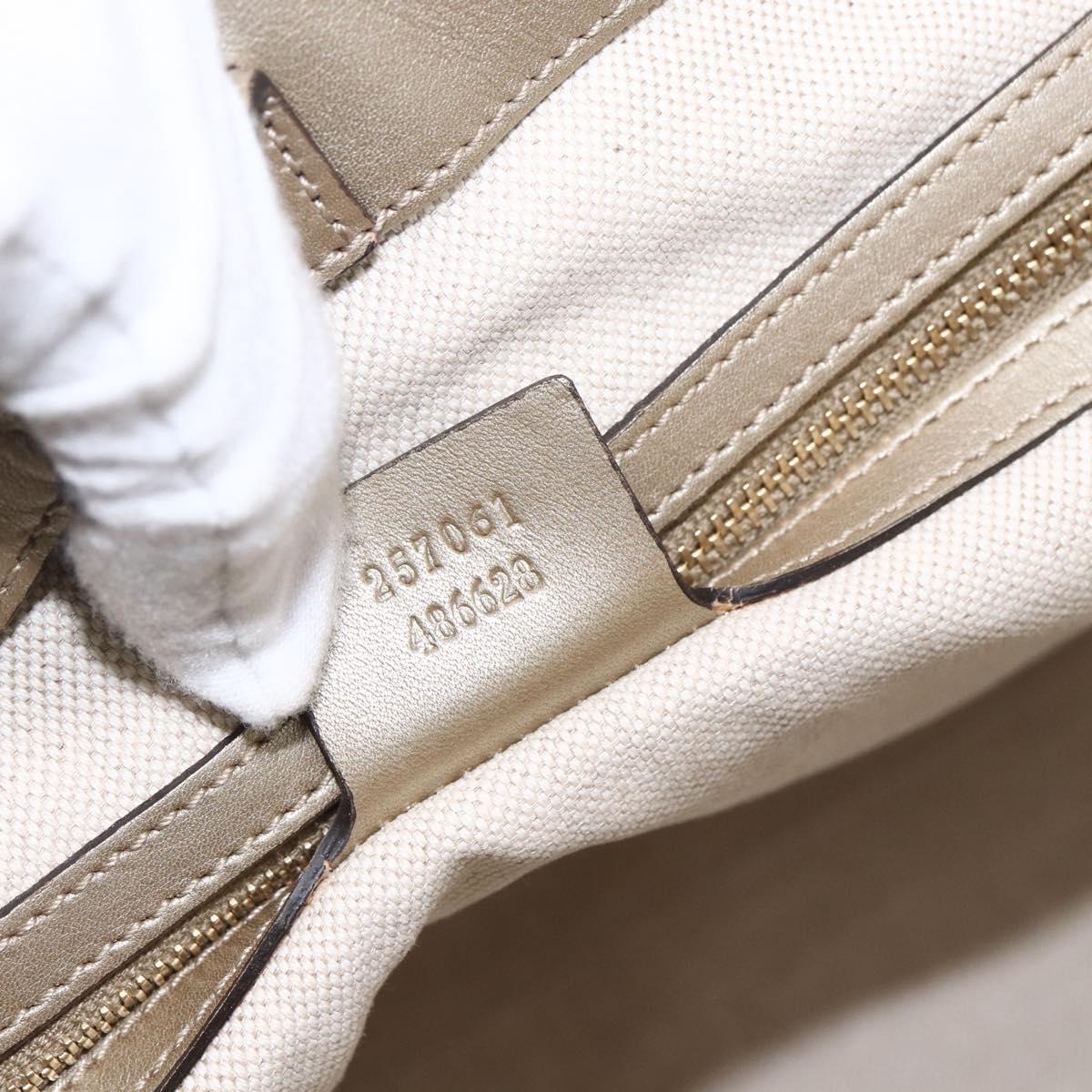 GUCCI GG Canvas Pretty Tote Bag Beige Gold 257061 Auth LNZ074A