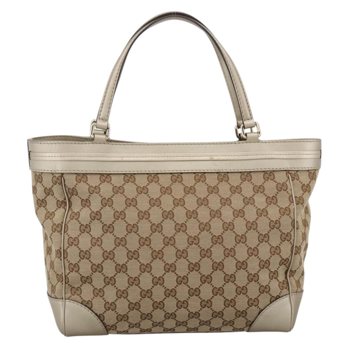 GUCCI GG Canvas Pretty Tote Bag Beige Gold 257061 Auth LNZ074A