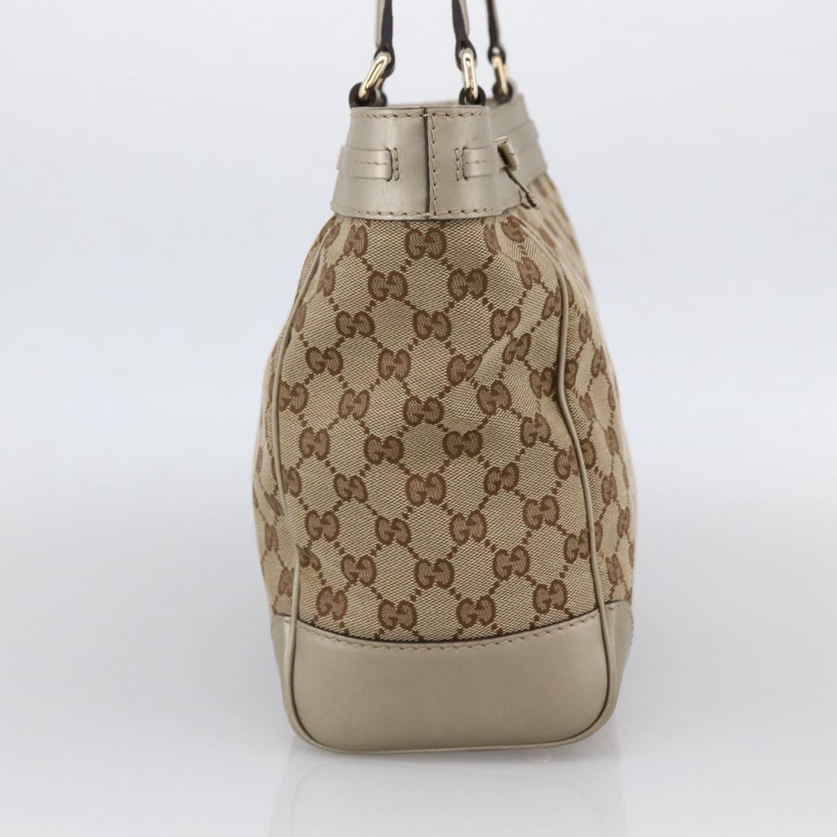 GUCCI GG Canvas Pretty Tote Bag Beige Gold 257061 Auth LNZ074A