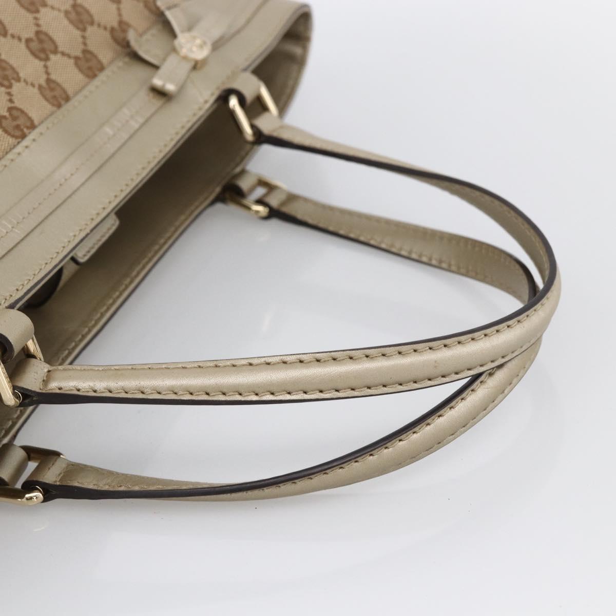 GUCCI GG Canvas Pretty Tote Bag Beige Gold 257061 Auth LNZ074A