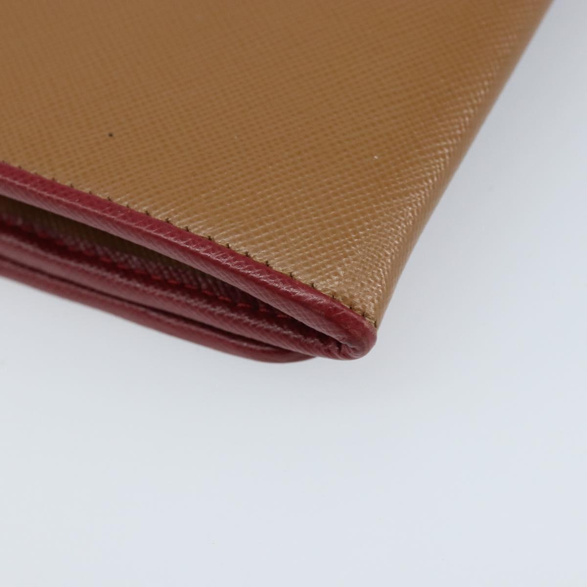PRADA Long Wallet Safiano leather Brown Gold Auth LNZ082M