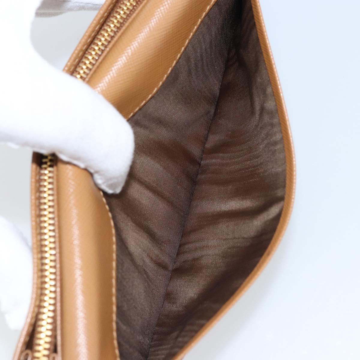 PRADA Long Wallet Safiano leather Brown Gold Auth LNZ082M
