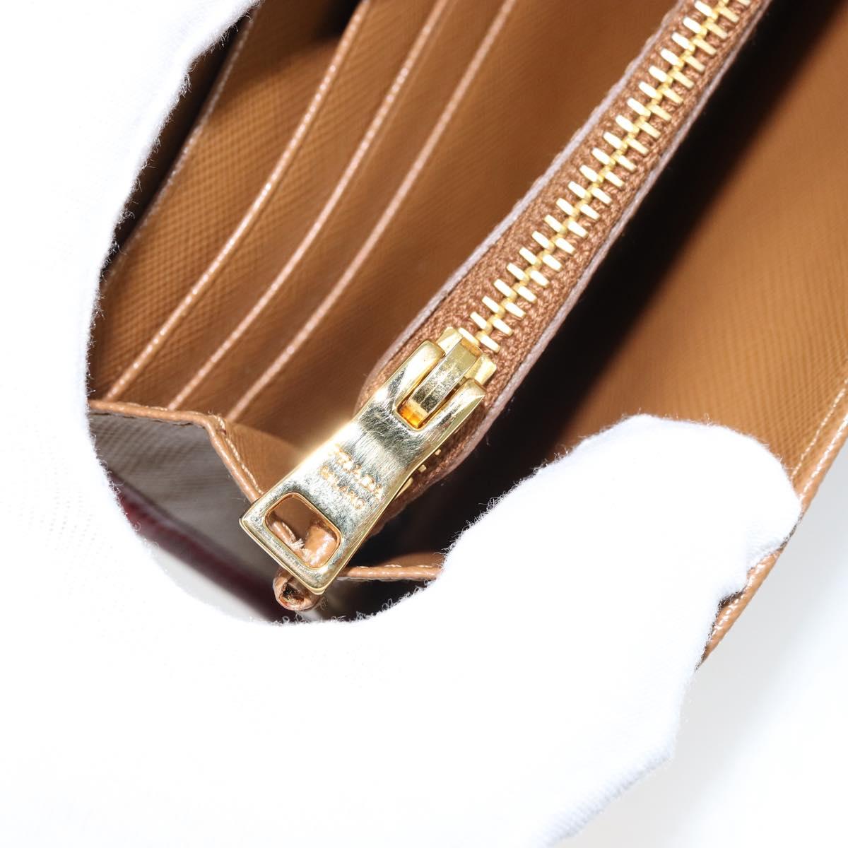 PRADA Long Wallet Safiano leather Brown Gold Auth LNZ082M