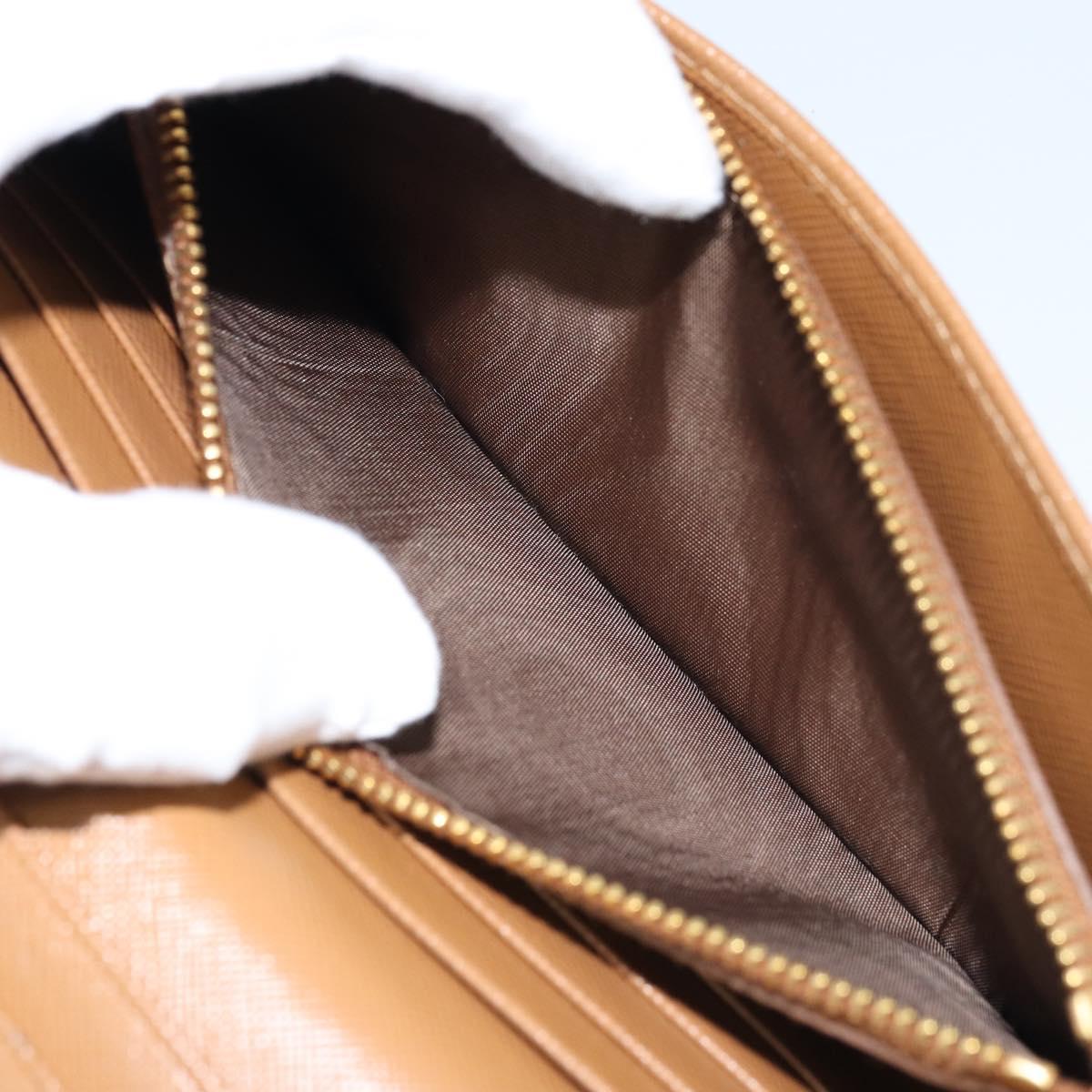 PRADA Long Wallet Safiano leather Brown Gold Auth LNZ082M