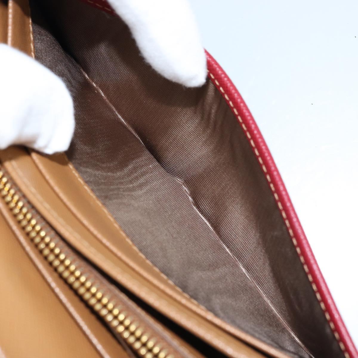 PRADA Long Wallet Safiano leather Brown Gold Auth LNZ082M