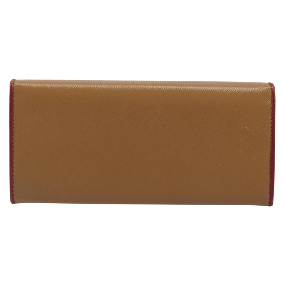PRADA Long Wallet Safiano leather Brown Gold Auth LNZ082M