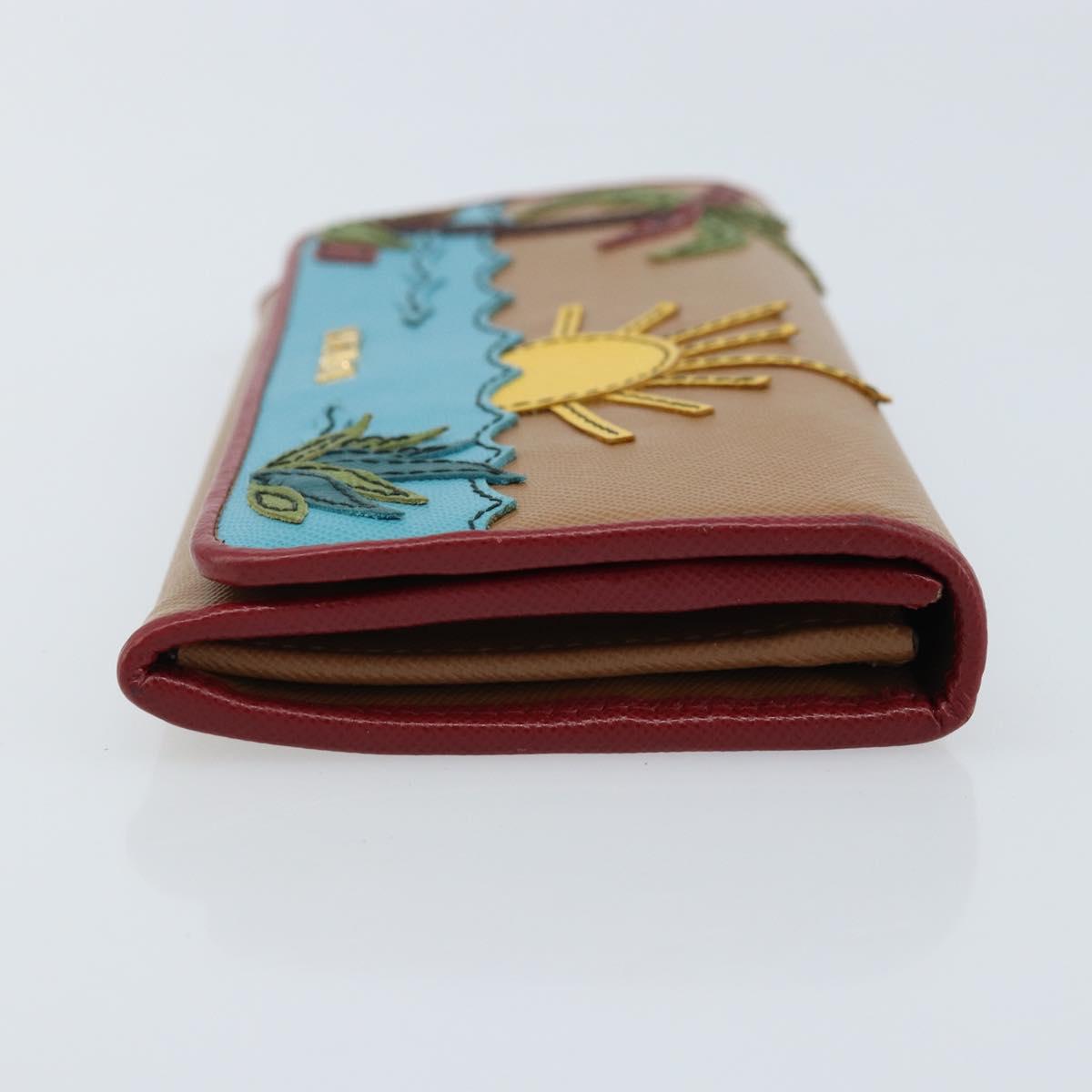 PRADA Long Wallet Safiano leather Brown Gold Auth LNZ082M