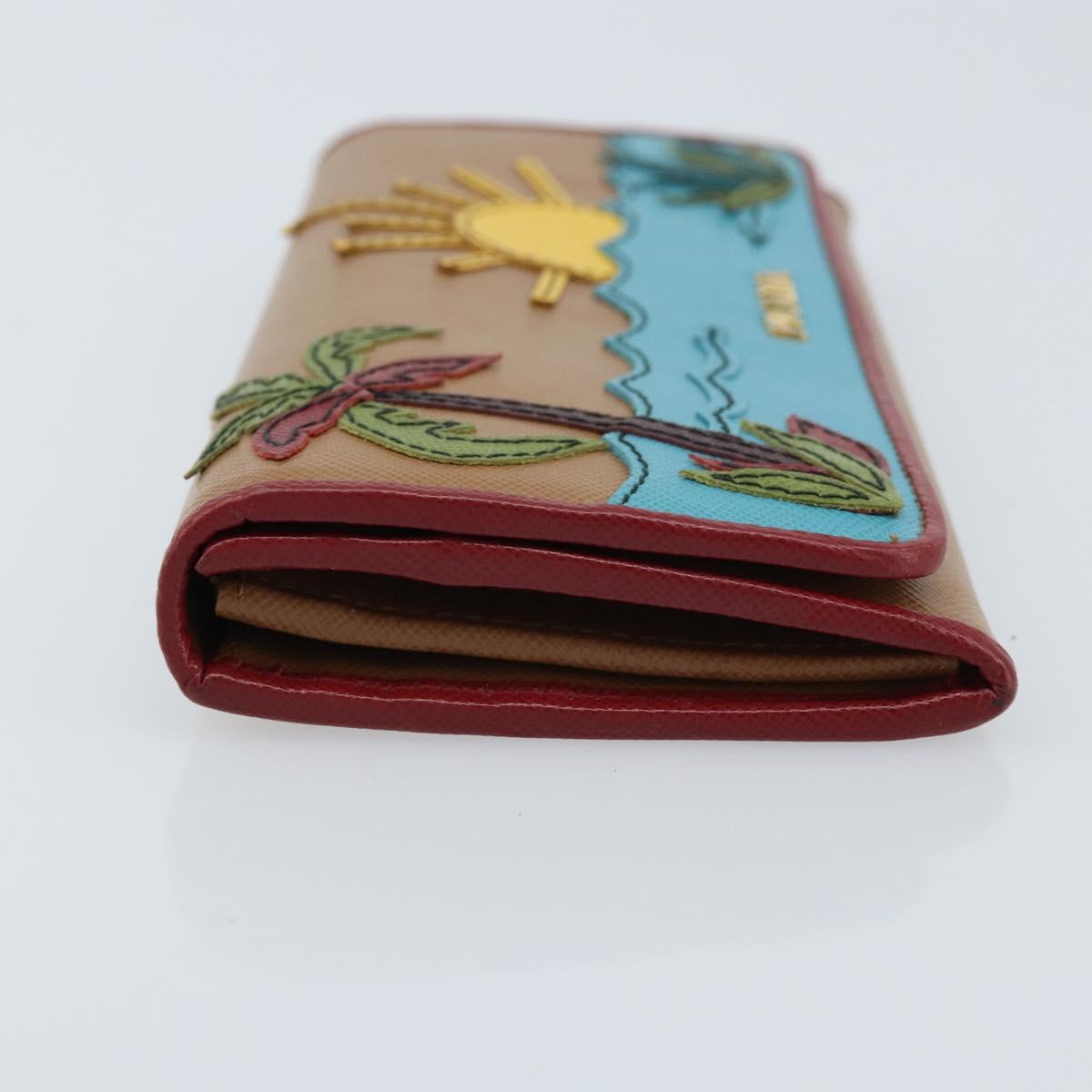 PRADA Long Wallet Safiano leather Brown Gold Auth LNZ082M