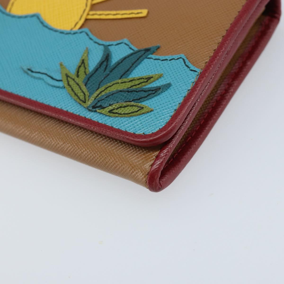 PRADA Long Wallet Safiano leather Brown Gold Auth LNZ082M