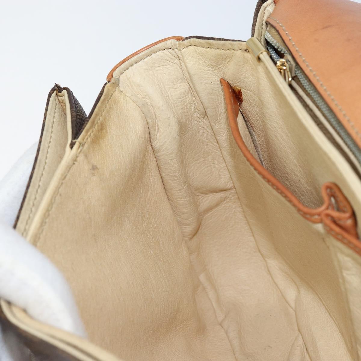 CELINE Macadam Canvas Shoulder Bag PVC Leather Brown Gold Auth LNZ086