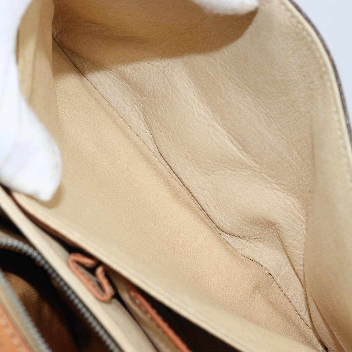 CELINE Macadam Canvas Shoulder Bag PVC Leather Brown Gold Auth LNZ086