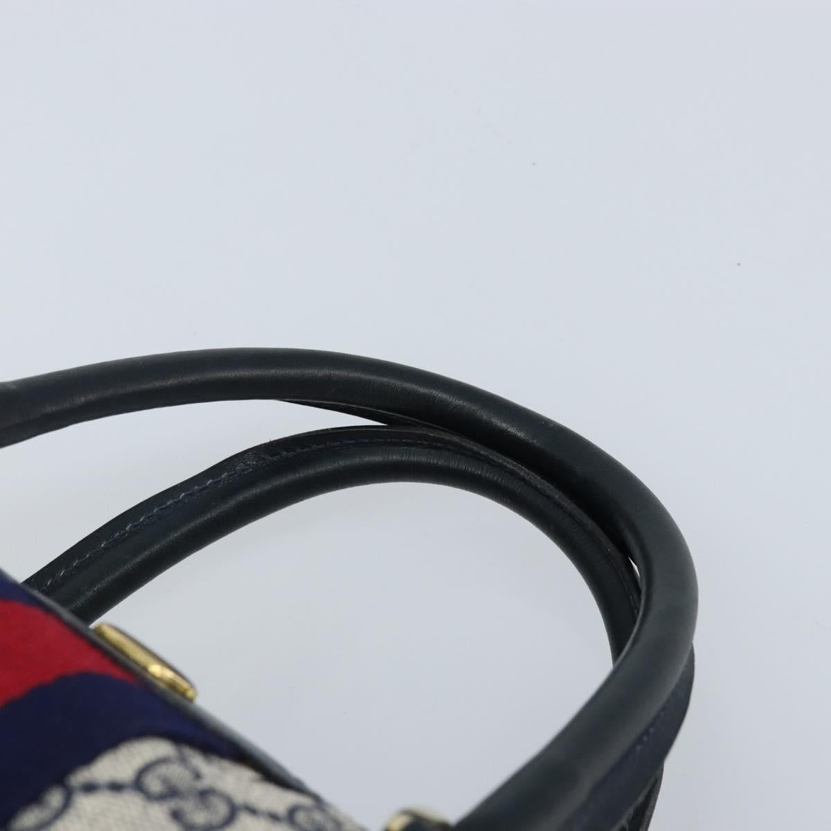 GUCCI GG Supreme Sherry Line Boston Bag PVC Navy Gold 012 3842 33 39 Auth LNZ094