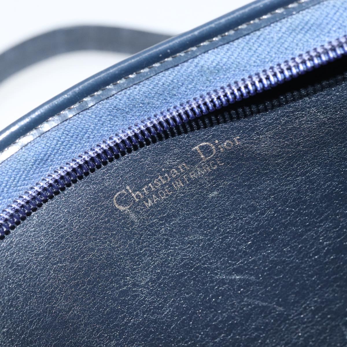 Christian Dior Trotter Canvas Shoulder Bag Navy Gold Auth LNZ096