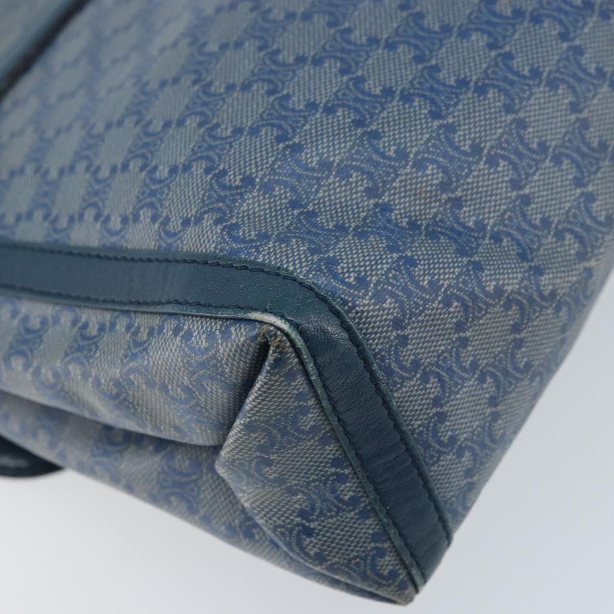 CELINE Macadam Canvas Shoulder Bag PVC Navy Gold Auth LNZ098