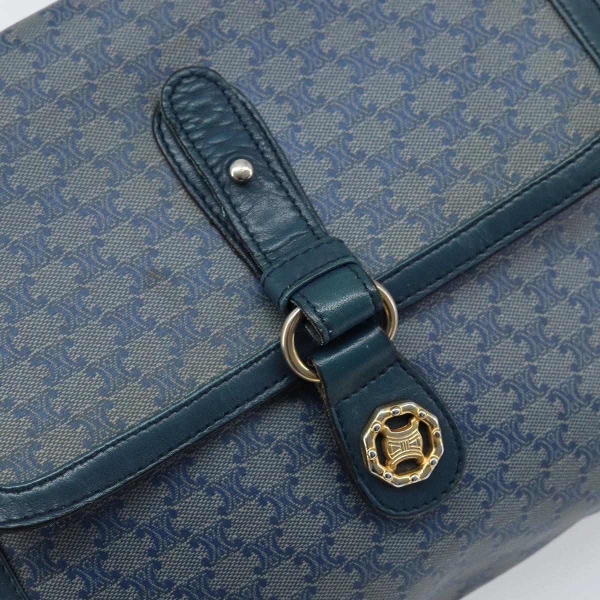 CELINE Macadam Canvas Shoulder Bag PVC Navy Gold Auth LNZ098