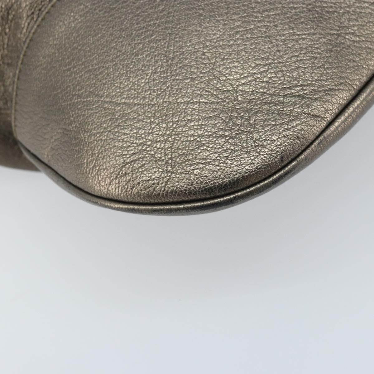 Salvatore Ferragamo Gancini Hand Bag Leather Gold Auth LNZ099