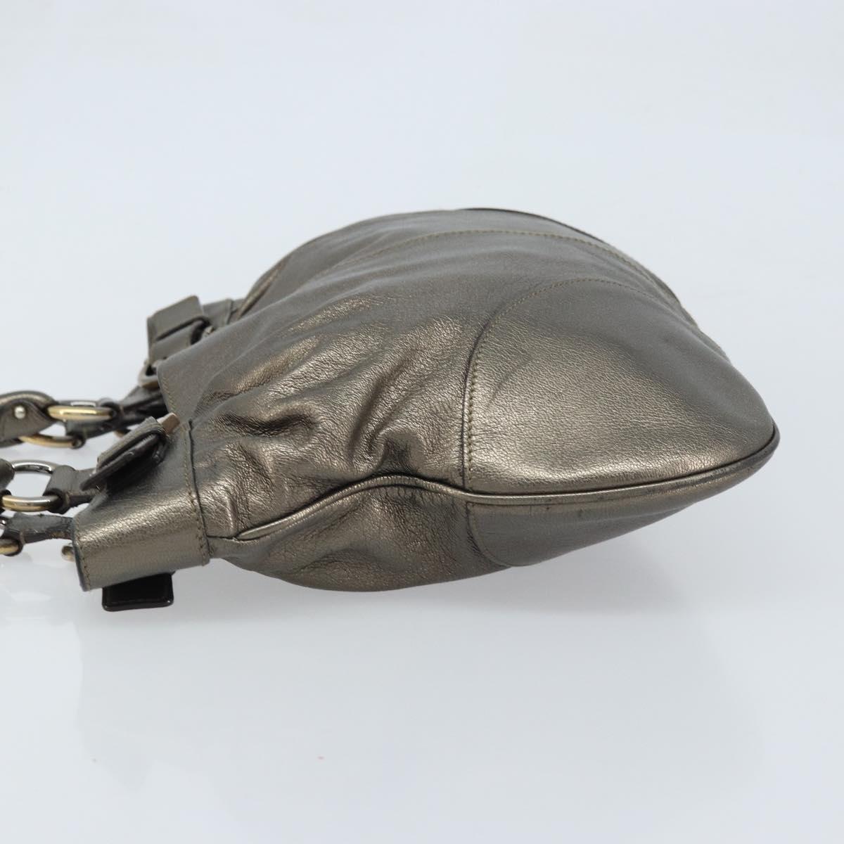 Salvatore Ferragamo Gancini Hand Bag Leather Gold Auth LNZ099