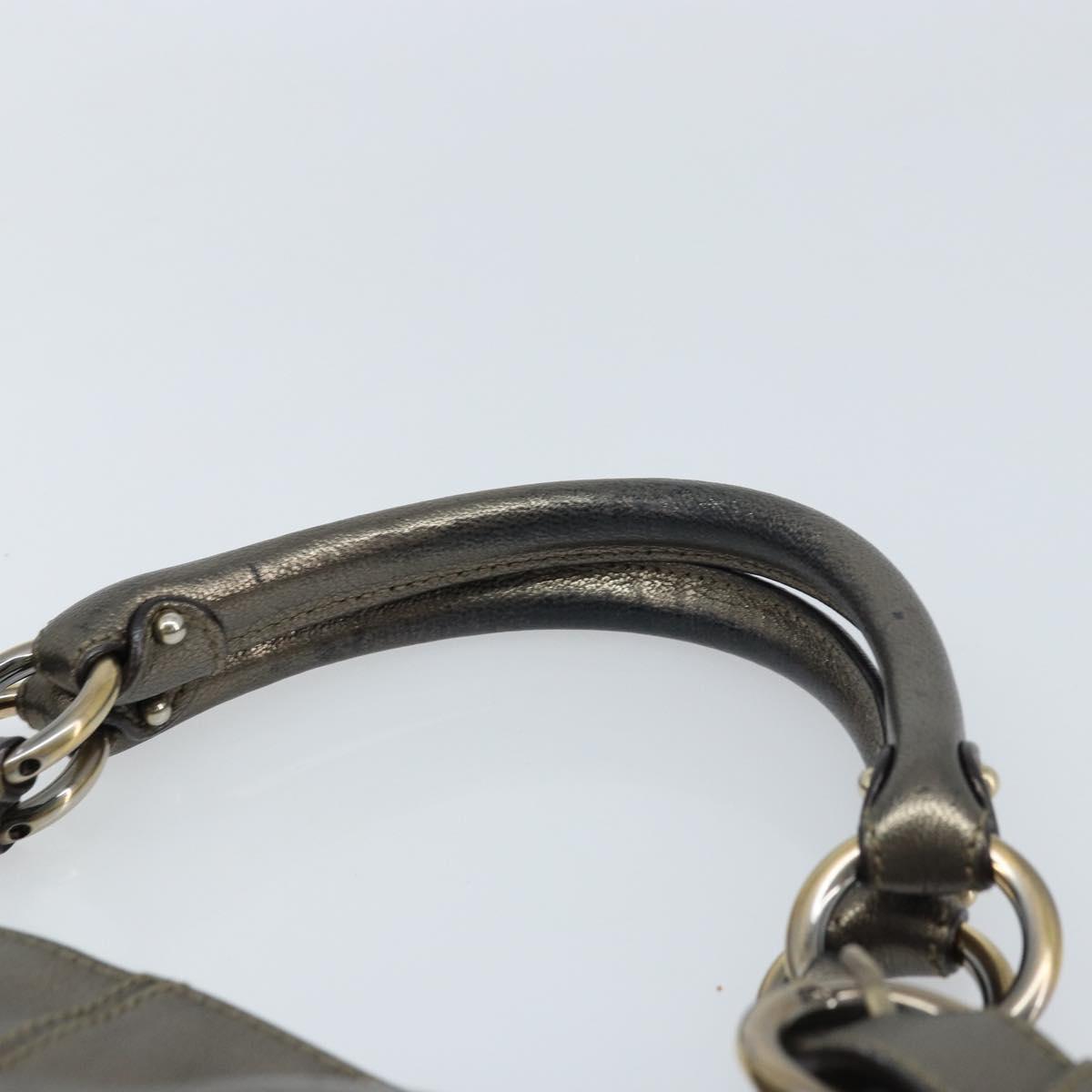 Salvatore Ferragamo Gancini Hand Bag Leather Gold Auth LNZ099
