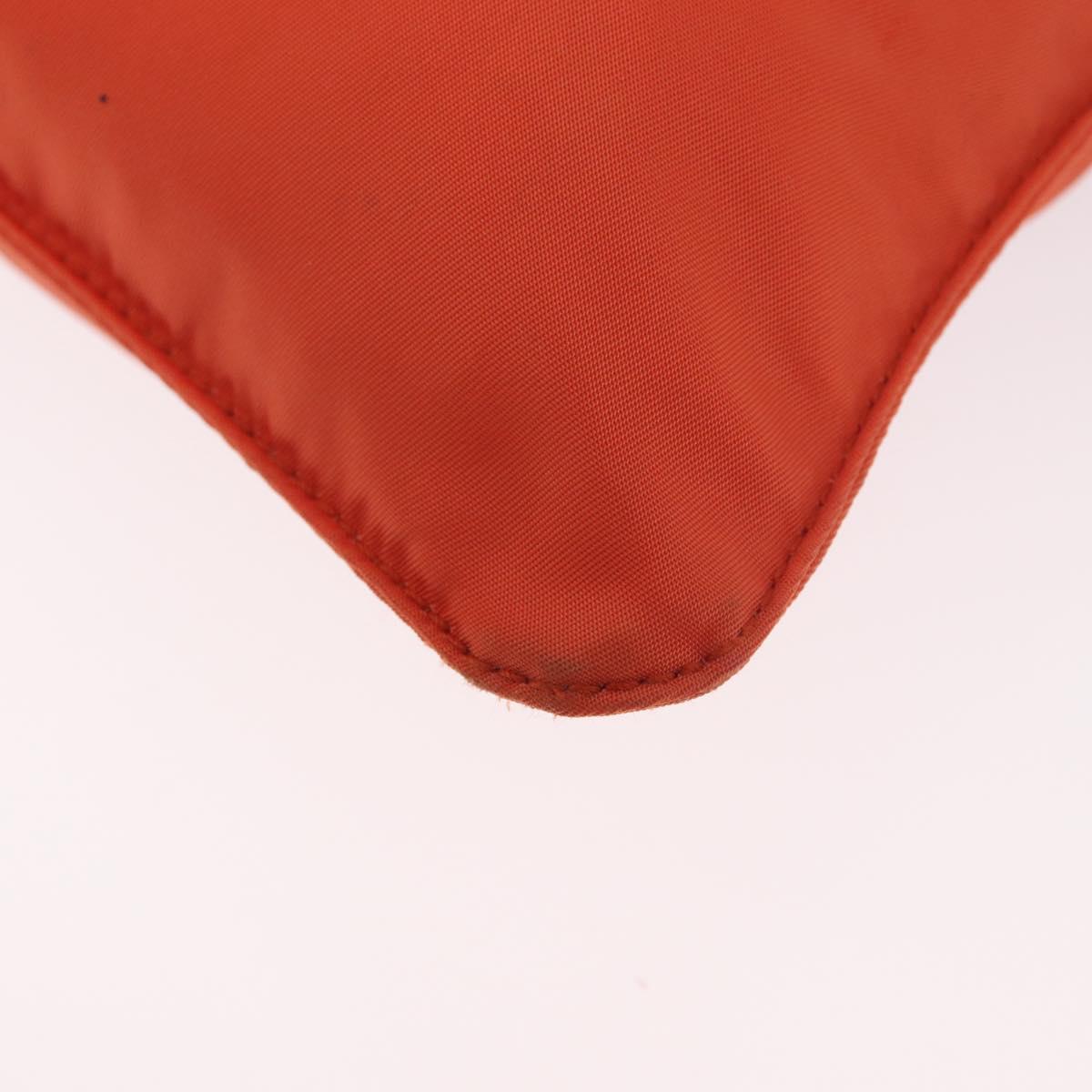 PRADA Shoulder Bag Nylon Orange Silver Auth LNZ1001