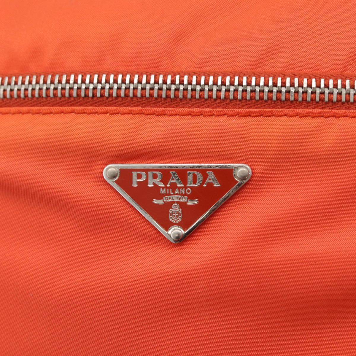 PRADA Shoulder Bag Nylon Orange Silver Auth LNZ1001