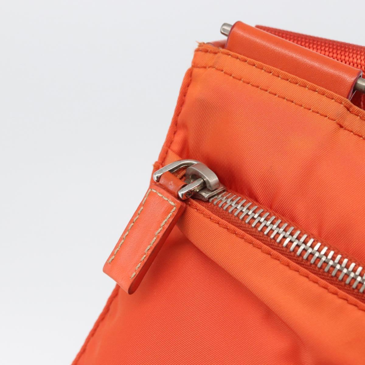 PRADA Shoulder Bag Nylon Orange Silver Auth LNZ1001