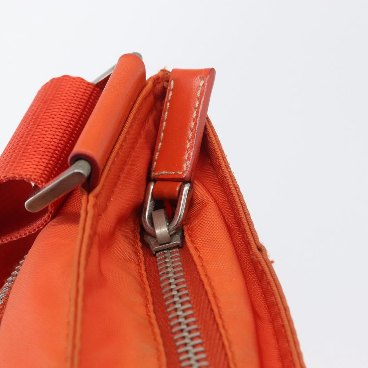 PRADA Shoulder Bag Nylon Orange Silver Auth LNZ1001