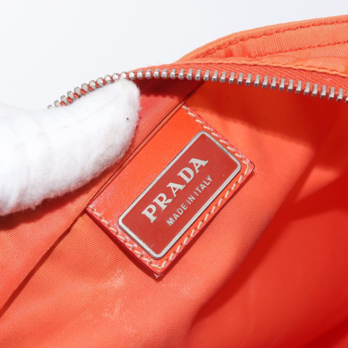 PRADA Shoulder Bag Nylon Orange Silver Auth LNZ1001