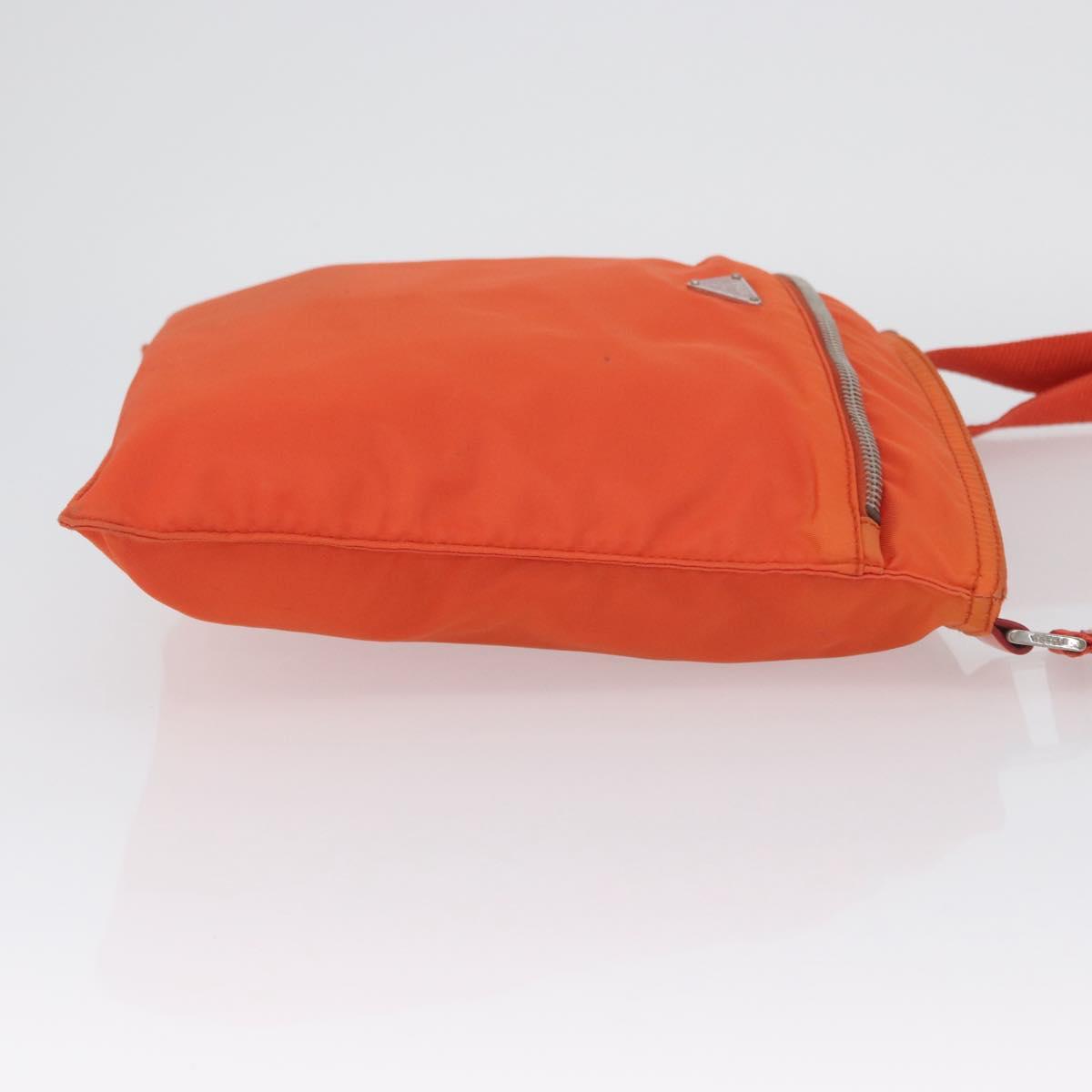 PRADA Shoulder Bag Nylon Orange Silver Auth LNZ1001