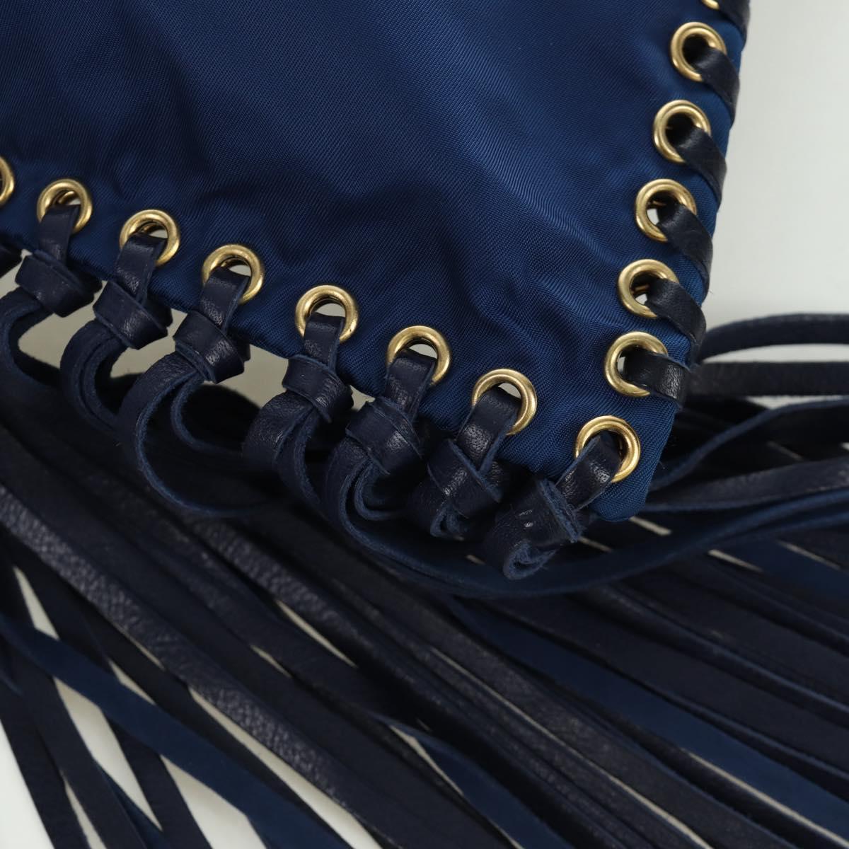 PRADA Shoulder Bag Nylon Navy Gold Auth LNZ1002A