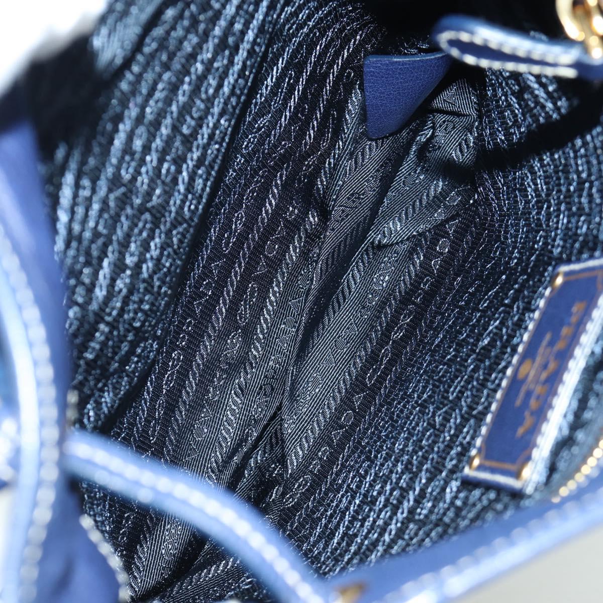 PRADA Shoulder Bag Nylon Navy Gold Auth LNZ1002A