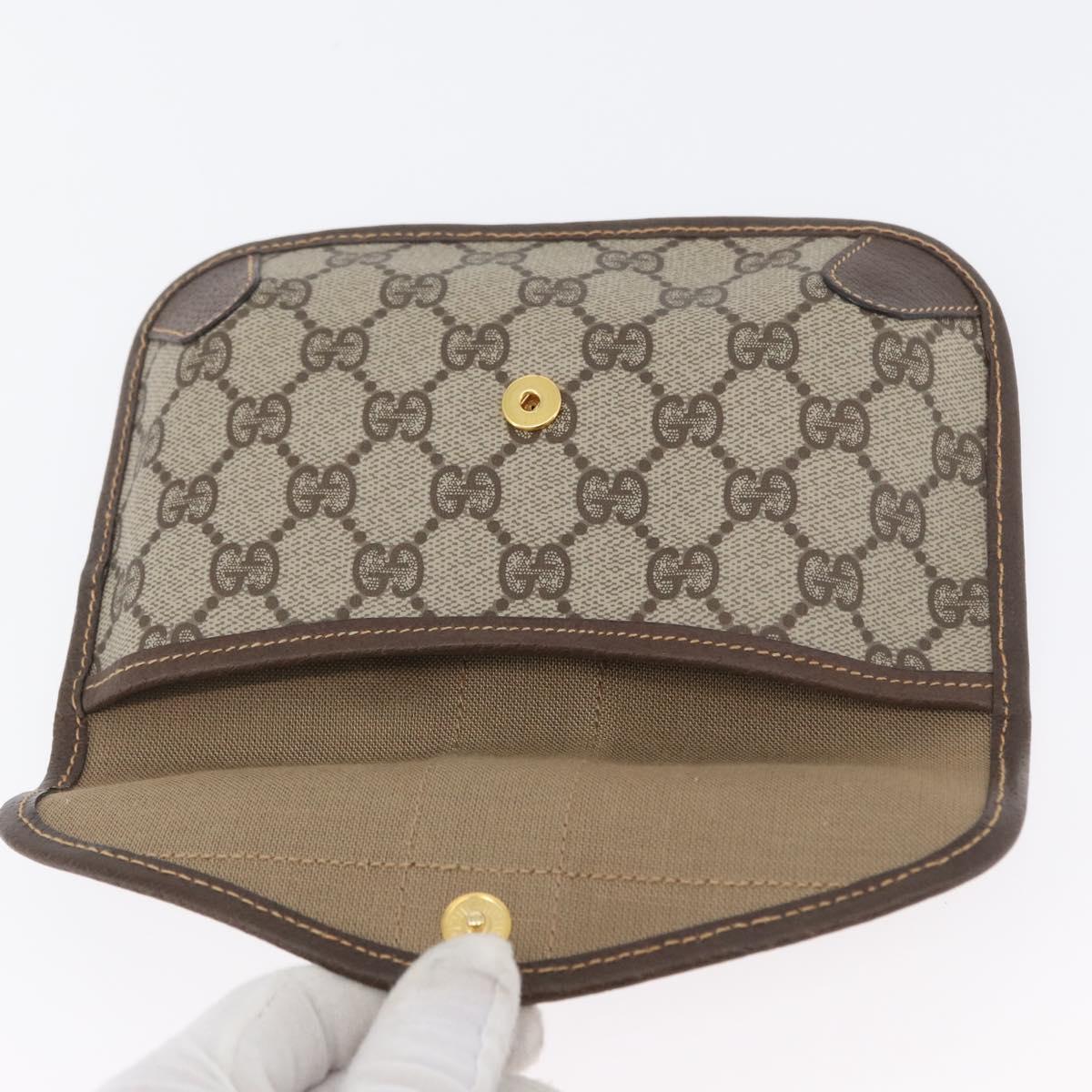 GUCCI GG Supreme Web Sherry Line Pouch PVC Beige Red Green Auth LNZ1003A