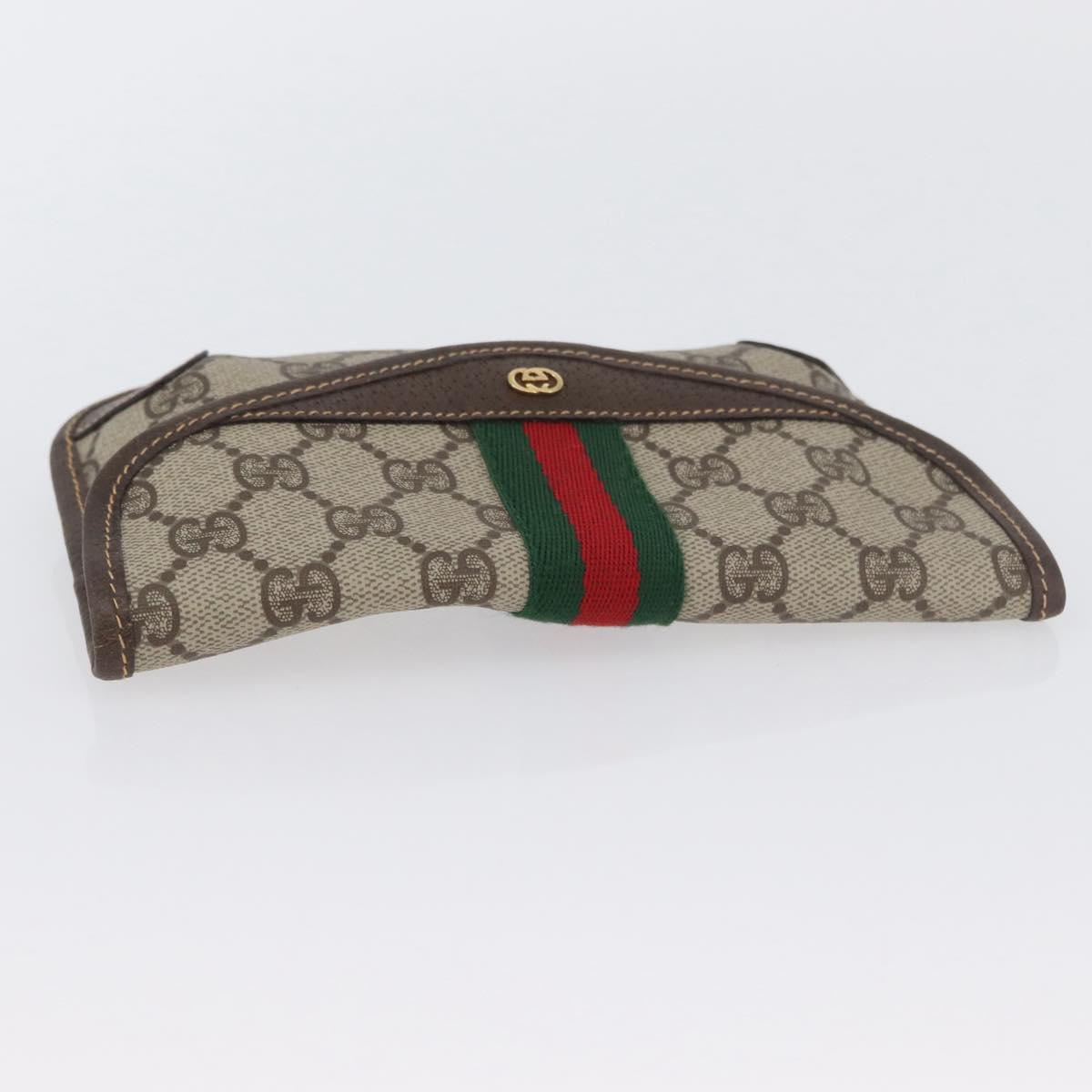 GUCCI GG Supreme Web Sherry Line Pouch PVC Beige Red Green Auth LNZ1003A