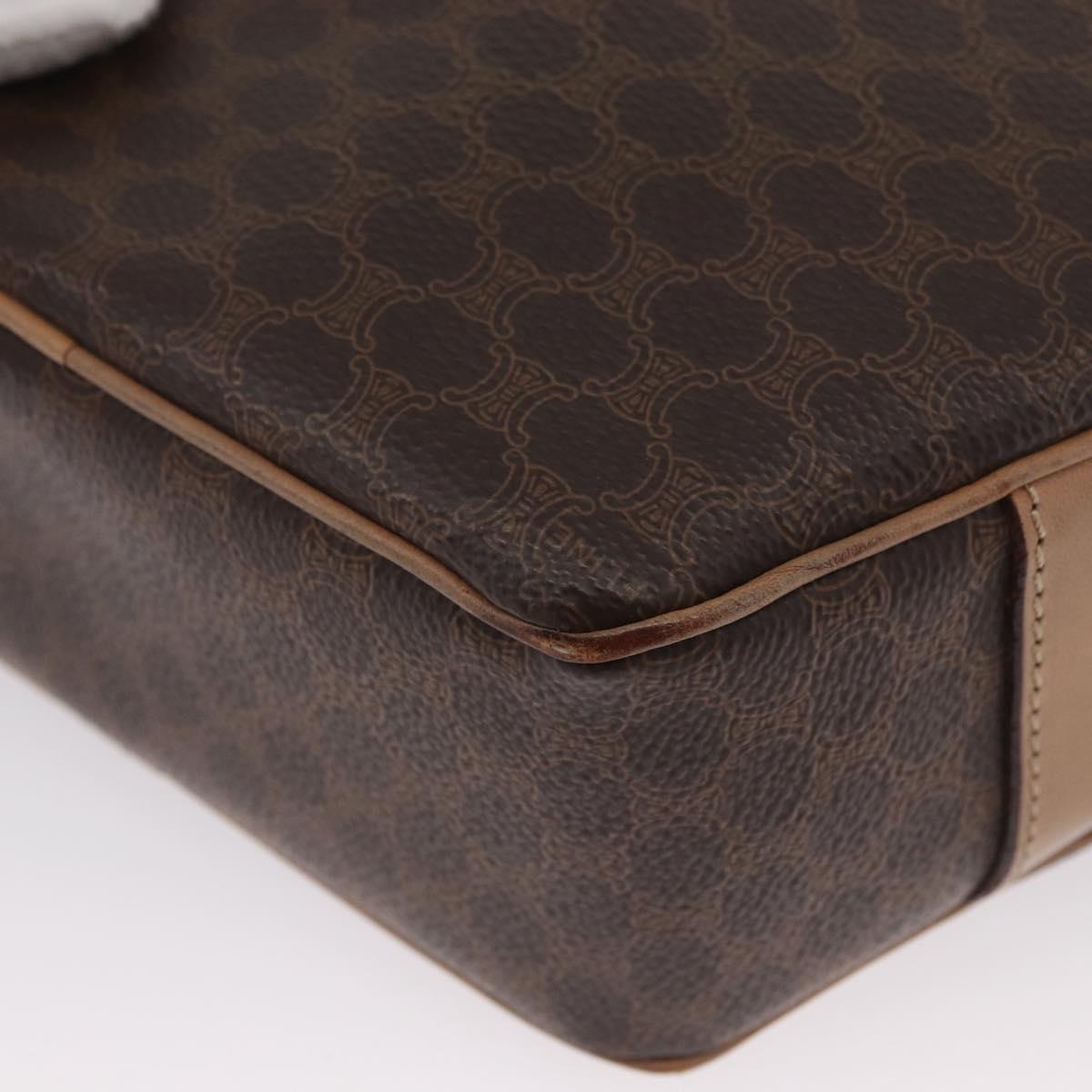 CELINE Macadam Canvas Shoulder Bag PVC Leather Brown Gold Auth BSZ634