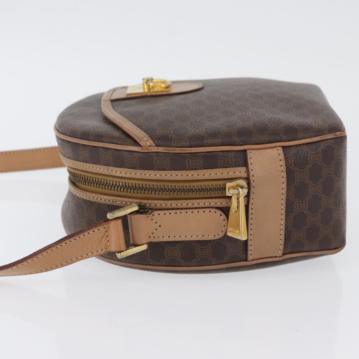CELINE Macadam Canvas Shoulder Bag PVC Leather Brown Gold Auth BSZ634