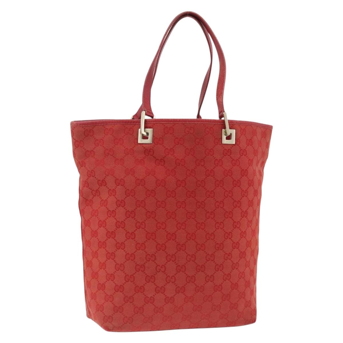 GUCCI GG Canvas Tote Bag Red Gold 002 1098 3444 Auth BSZ638